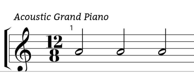 12/8 time signature in a note sheet